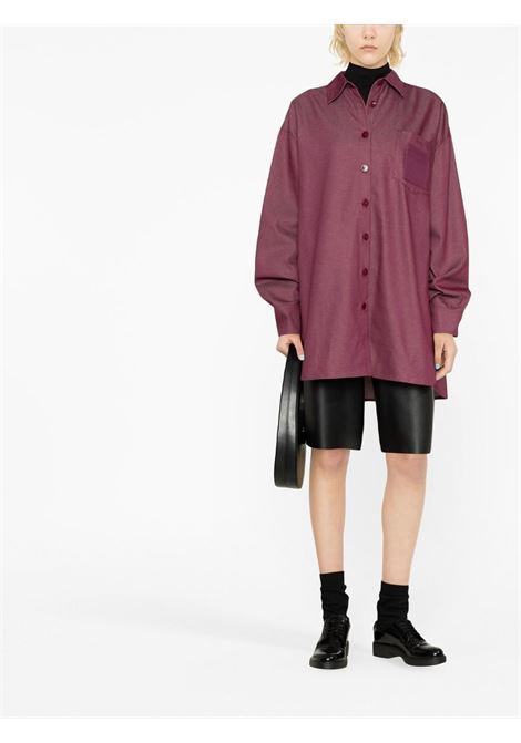 Purple logo-patch oversized shirt - women RAF SIMONS | 231W244150010051